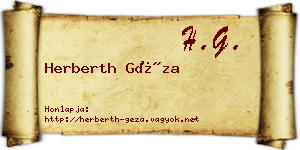 Herberth Géza névjegykártya